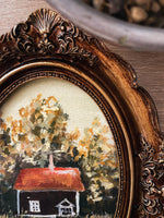 Load image into Gallery viewer, Antique Styled Landscape Artwork House in the forest close up two
