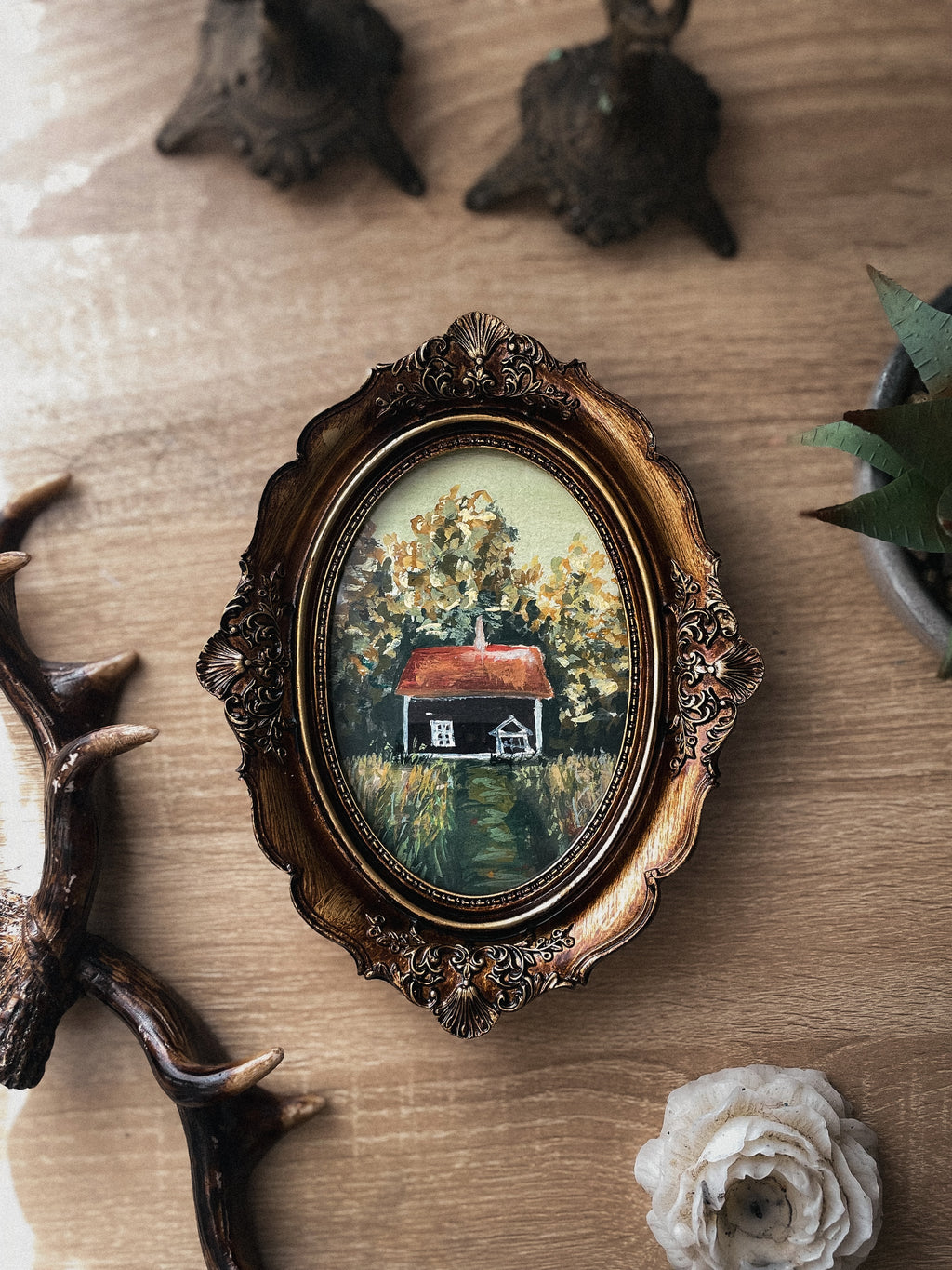 Antique Styled Landscape House in the forest front