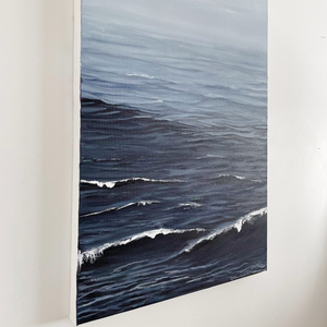 "Break Through" captures ocean's energy in vivid coastal wall art, ideal beach wall art for beach house artwork. Side
