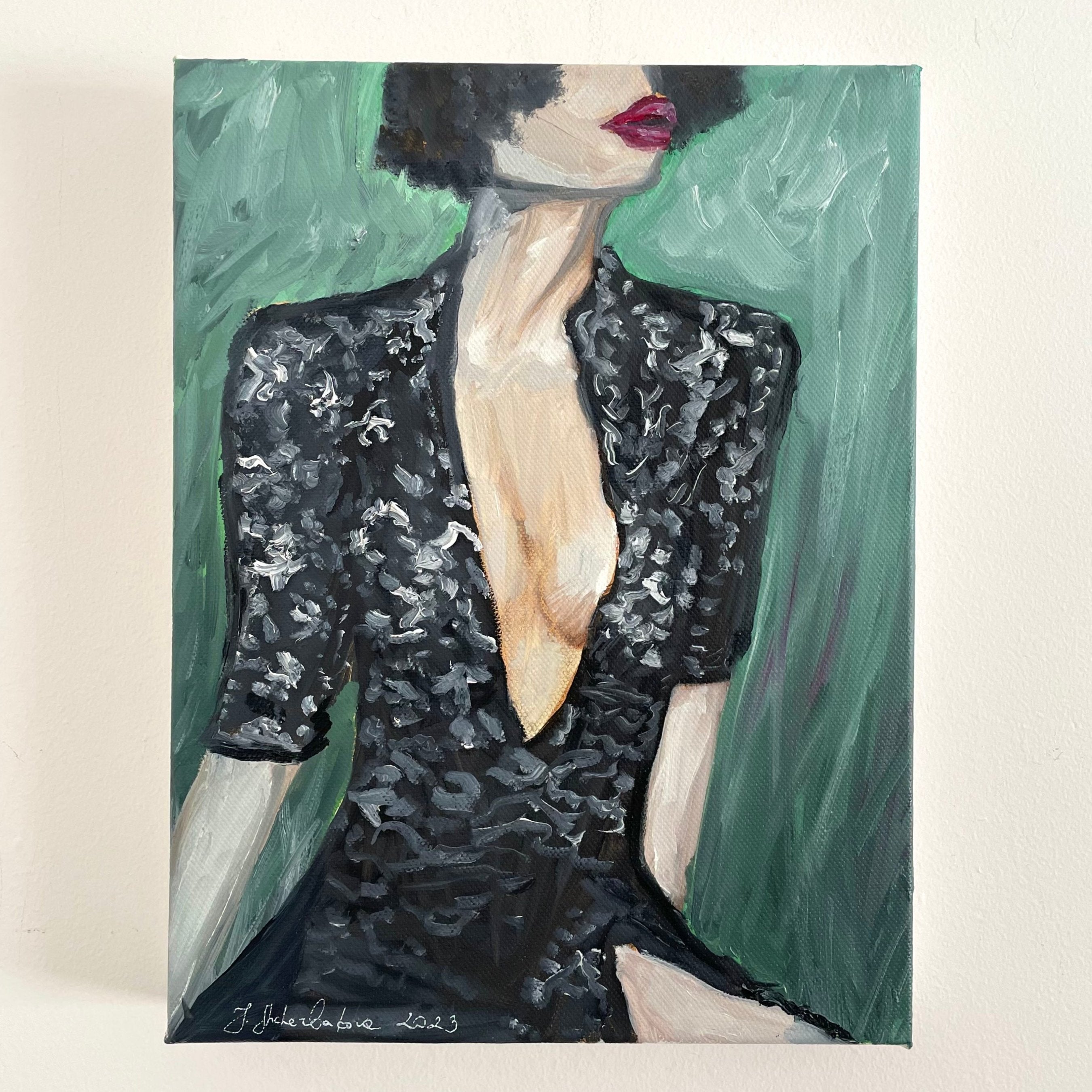 "Grass is Greener" is a striking semi naked art painting, perfect for those wanting to buy art in Melbourne. Front
