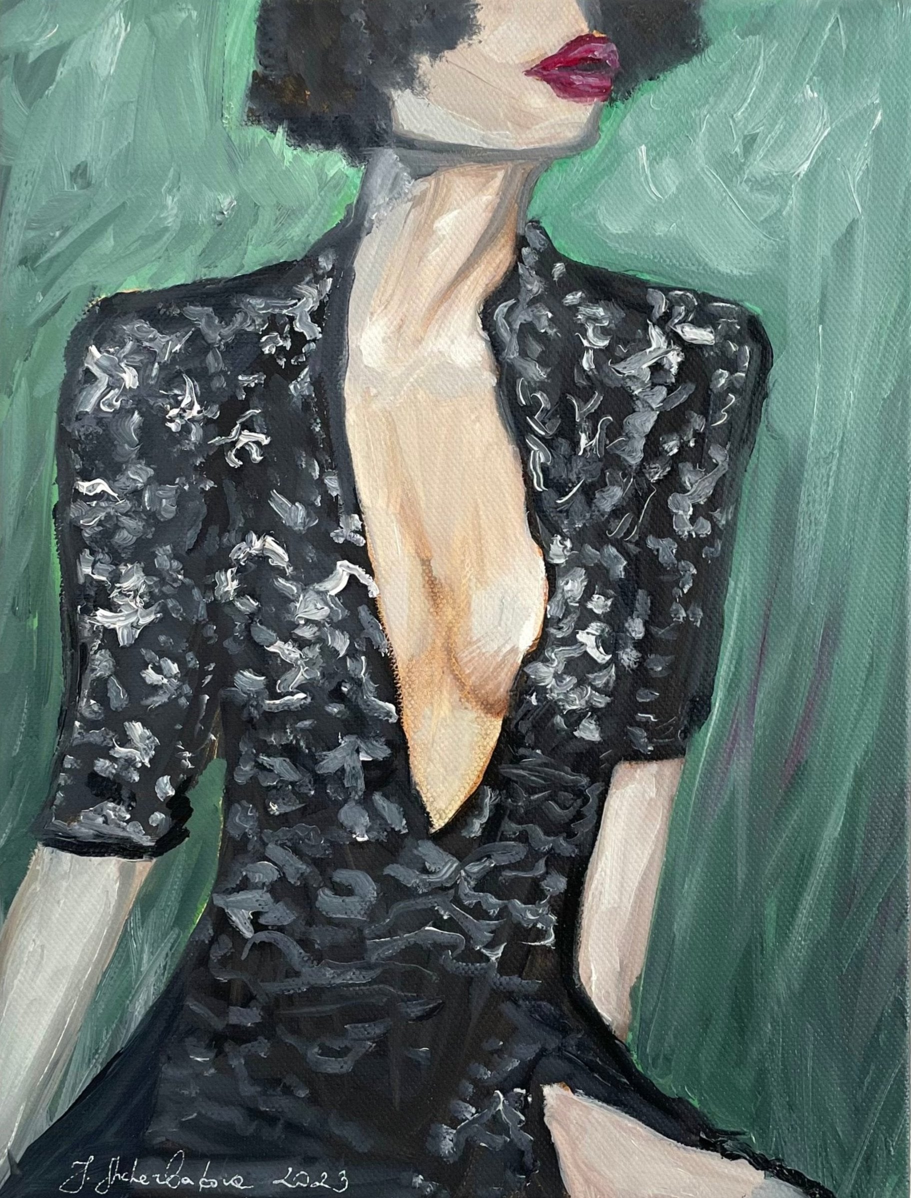 "Grass is Greener" is a striking semi naked art painting, perfect for those wanting to buy art in Melbourne. thumbnail