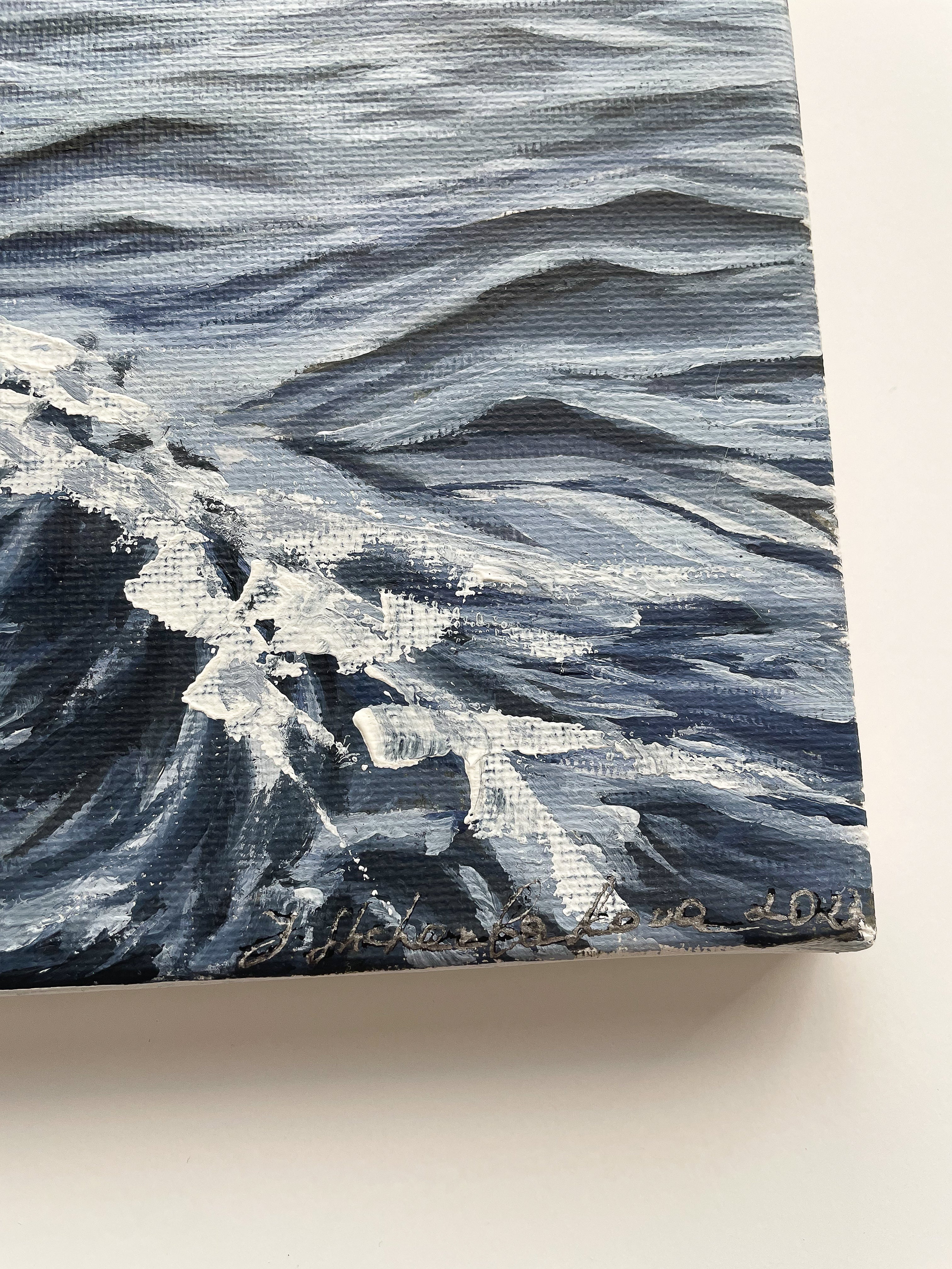 Mesmerising seascape in coastal wall art, perfect for beach house artwork, capturing ocean’s serene power. Signature
