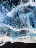 Load image into Gallery viewer,  Abstract Ocean Painting With Black, Blue and Teal colours - Julia Resin Art- glass and matte effects
