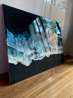 Load image into Gallery viewer, Abstract Ocean Painting With Black, Blue and Teal colours - Julia Resin Art
