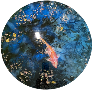 Japanesse Pond: Round Wall Piece With Acrylics and Resin