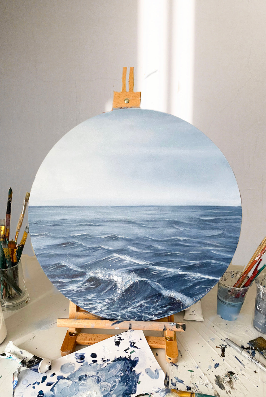 Reflection -  Acrylic Ocean Art On Round Canvas