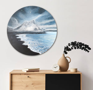 Landscape painting from Australia inspired by Iceland, capturing love and memory in dreamy landscape art. Interior crème
