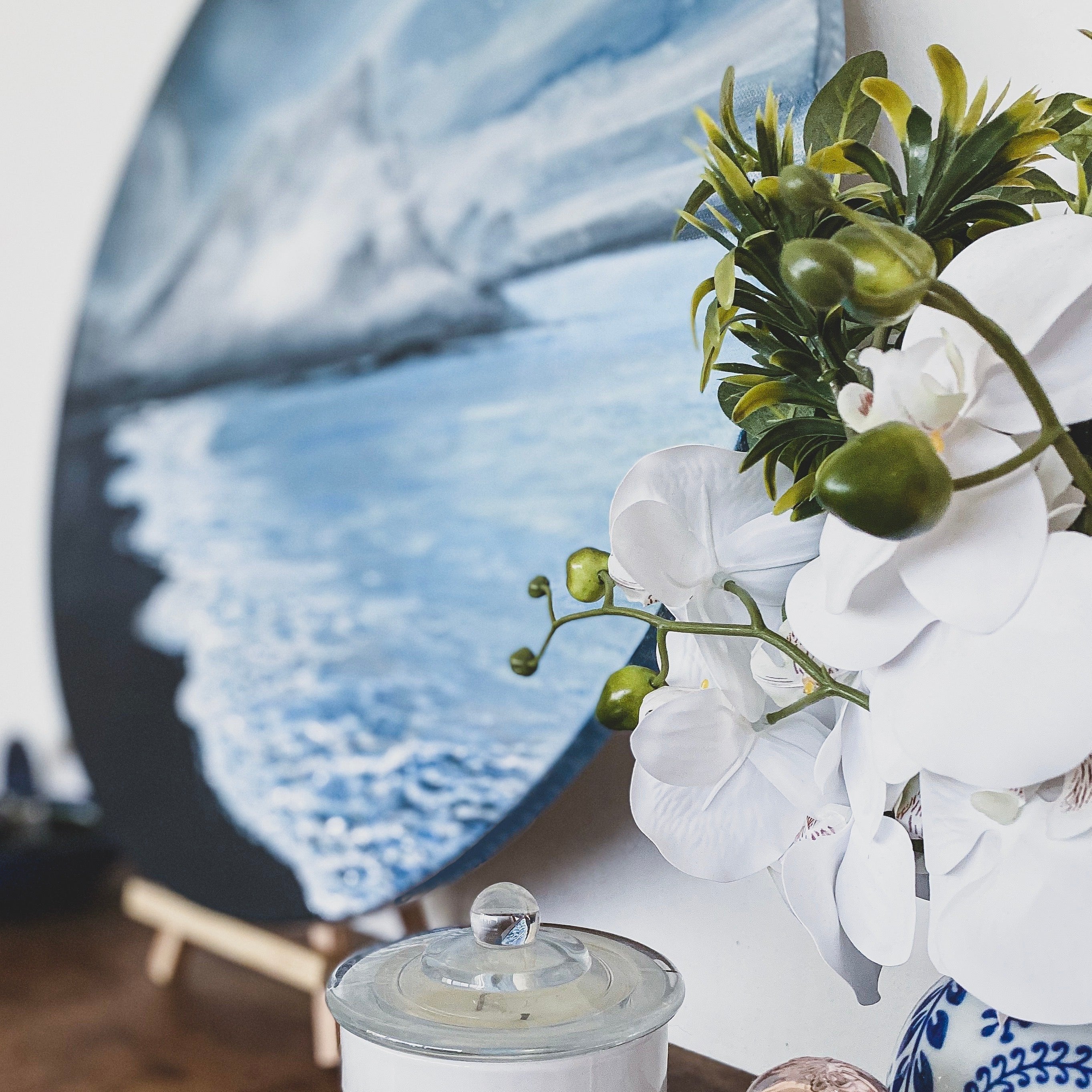 Landscape painting from Australia inspired by Iceland, capturing love and memory in dreamy landscape art. Side
