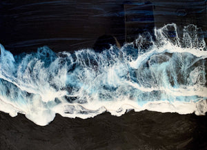 Abstract Ocean Painting With Black, Blue and Teal colours - Julia Resin Art