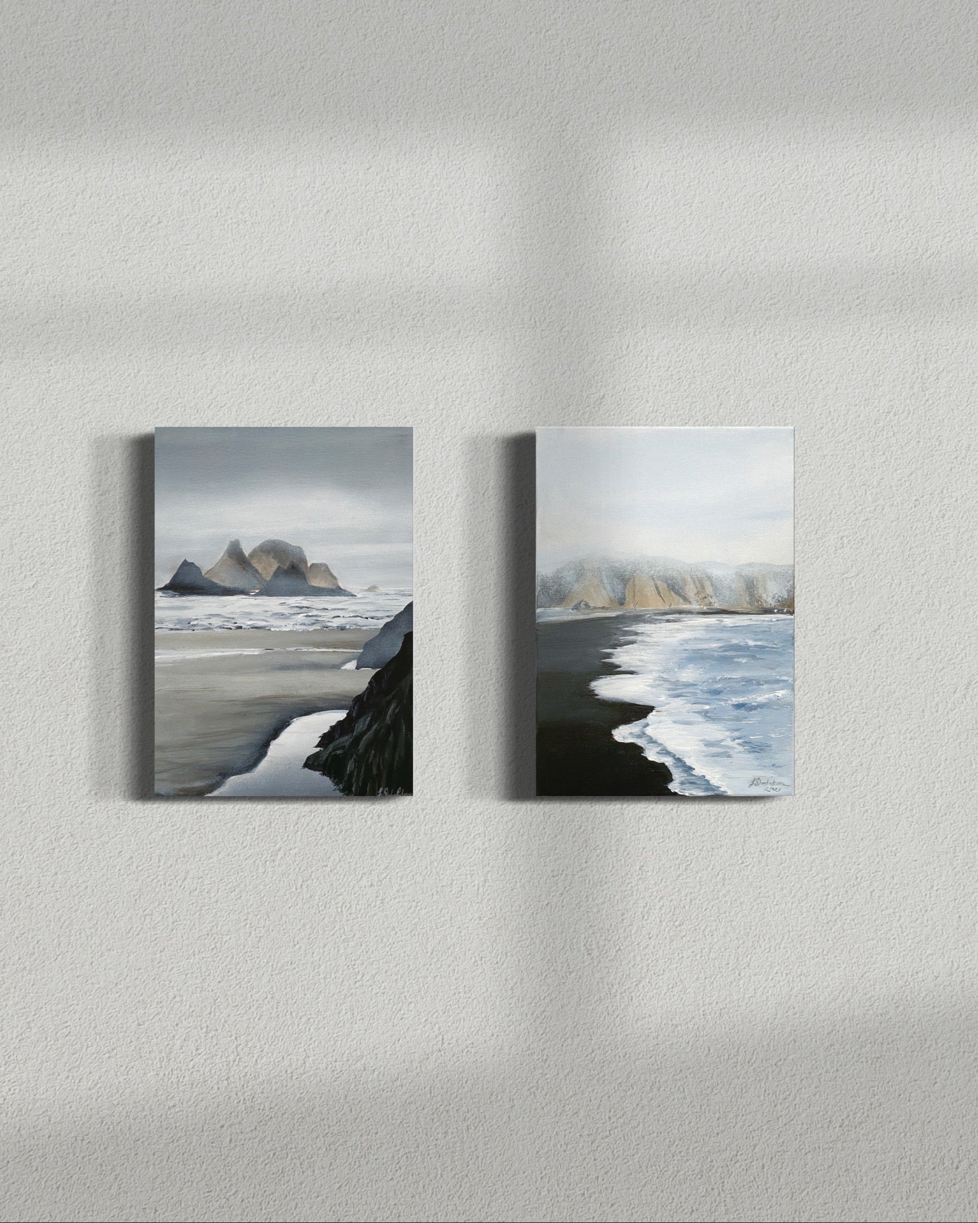This landscape painting from Australia is inspired by distant, hazy shores. Australian landscape. landscape art. Pair
