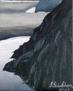 This landscape painting from Australia is inspired by distant, hazy shores. Australian landscape. landscape art. Signature

