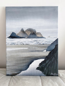 This landscape painting from Australia is inspired by distant, hazy shores. Australian landscape. landscape art. Front Natural
