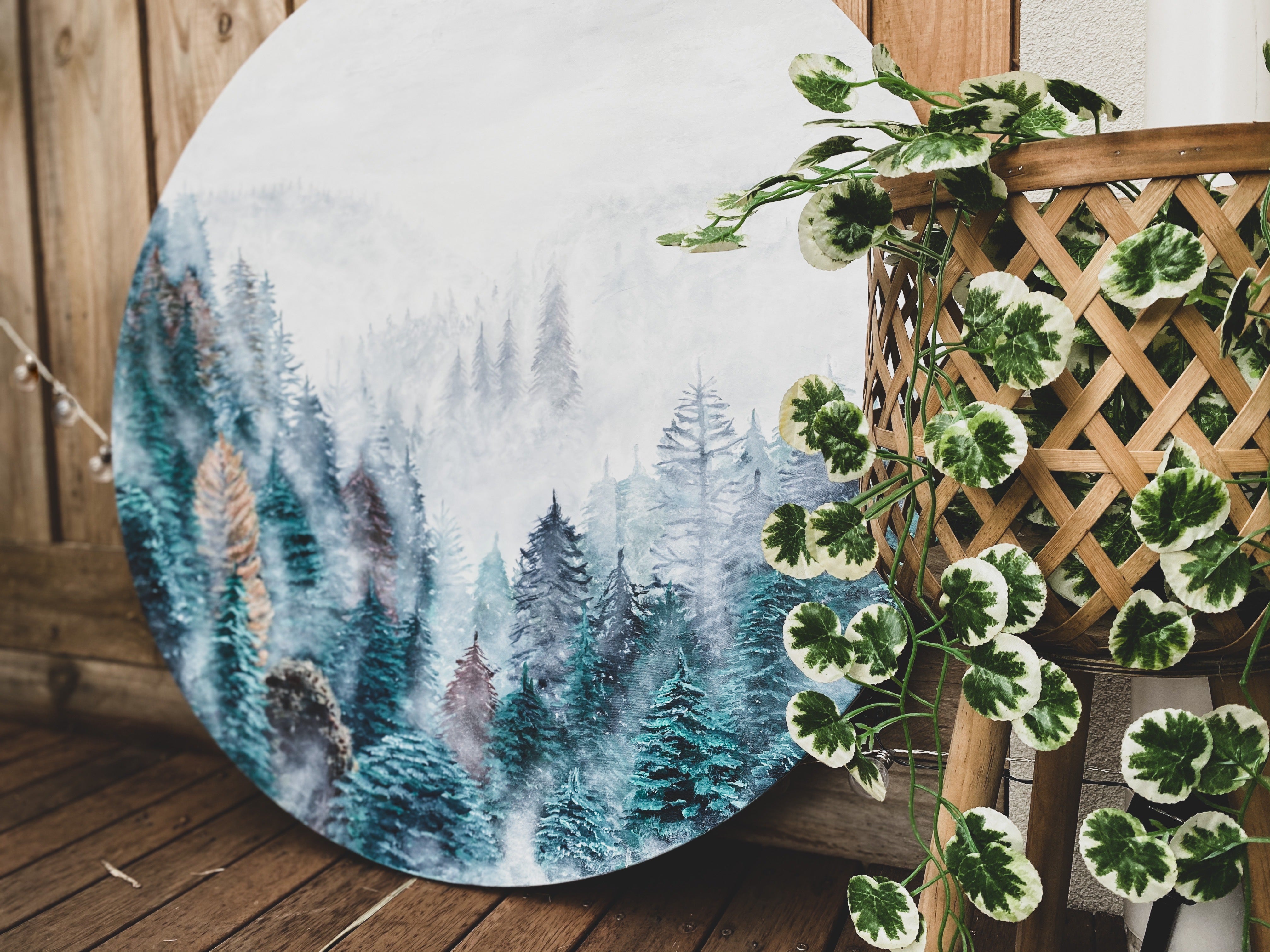 Mystery Forest: Landscape Round Canvas Art