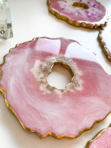 Donut Coasters: Pink And White Epoxy Resin Table Décor