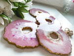 Load image into Gallery viewer, Donut Coasters: Pink And White Epoxy Resin Table Décor
