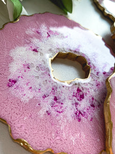 Donut Coasters: Pink And White Epoxy Resin Table Décor