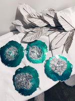 Load image into Gallery viewer, Slytherin: Epoxy Resin Coasters, Green and Silver

