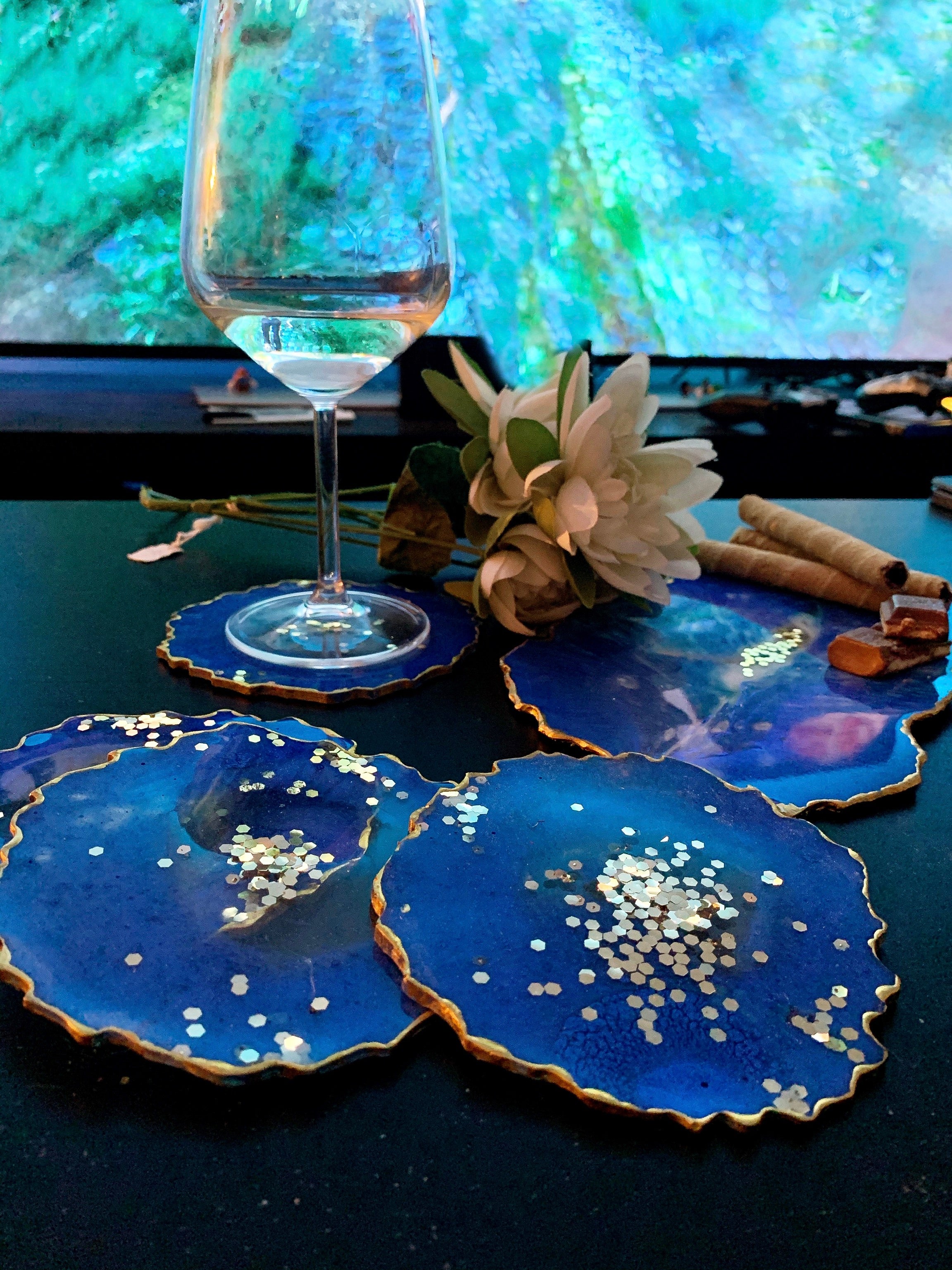 Blue Agate: Cheese Plate With Epoxy Resin