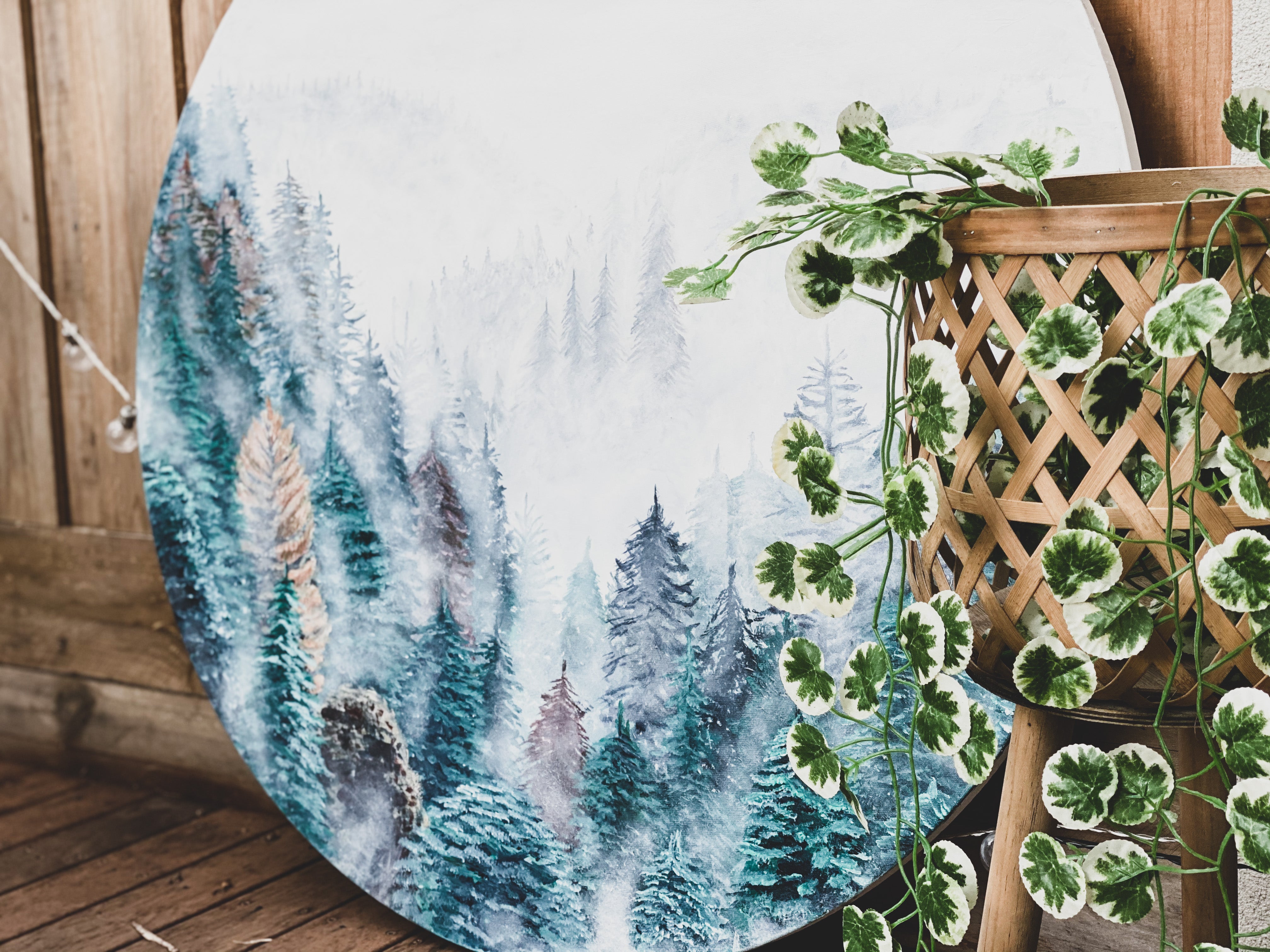 Mystery Forest: Landscape Round Canvas Art