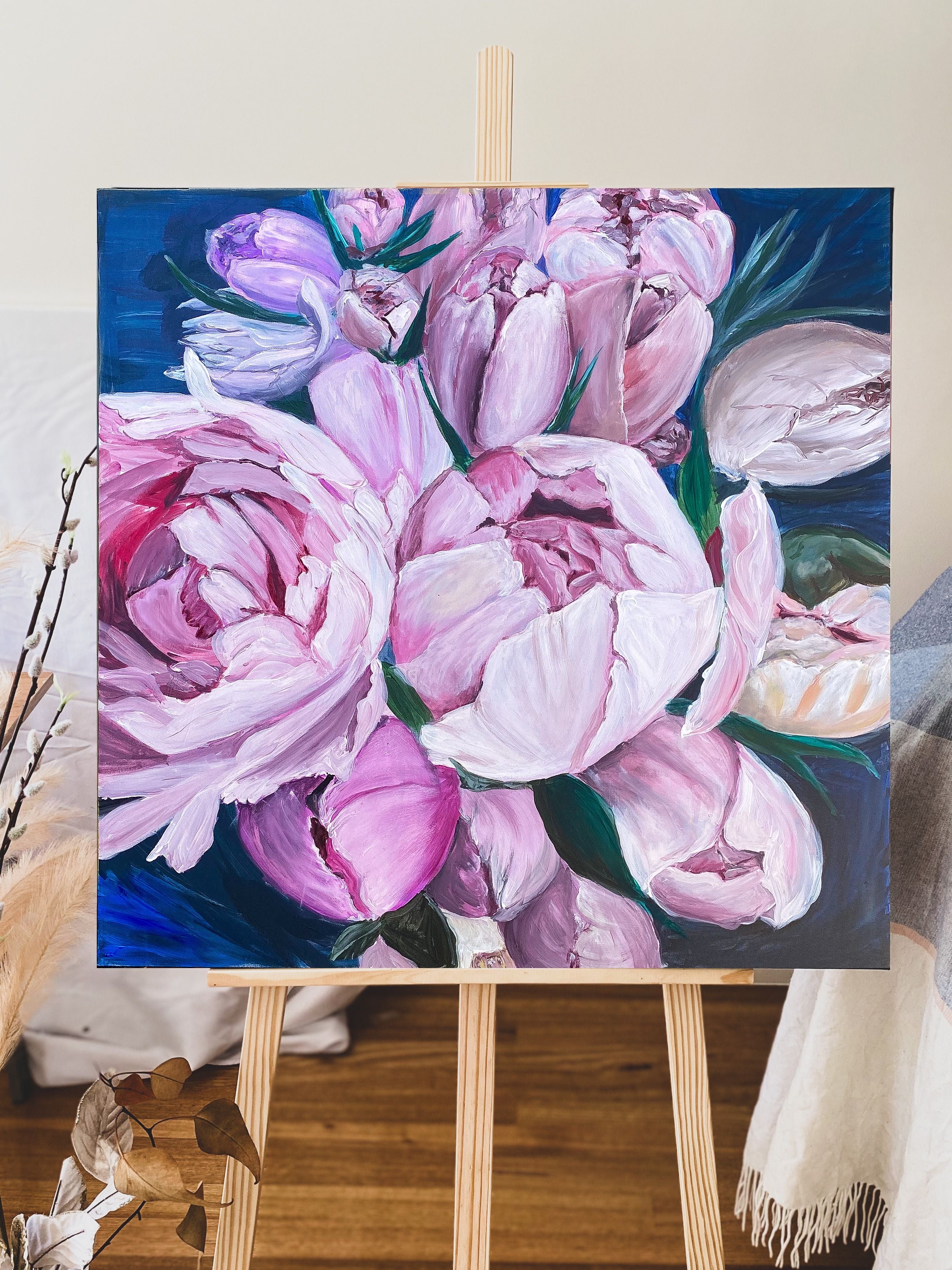 Peonies - Art Painting,  buy art in Melbourne. Easel
