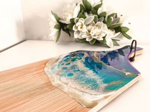Large Cheese Board: Ocean Art On Wooden Board