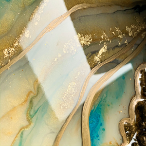 Blue ‘n’ Gold: Epoxy Resin Artwork, Wall Art