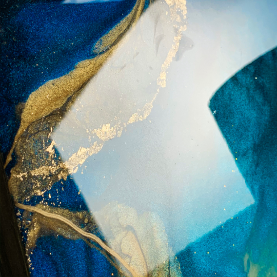 Blue ‘n’ Gold: Epoxy Resin Artwork, Wall Art